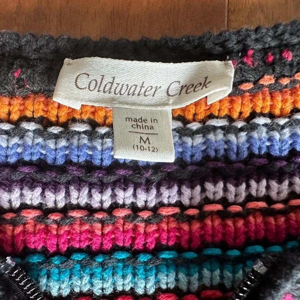 Coldwater CreekThreaded Zip-up Sweater Jacket Collarless Blazer size Medium
